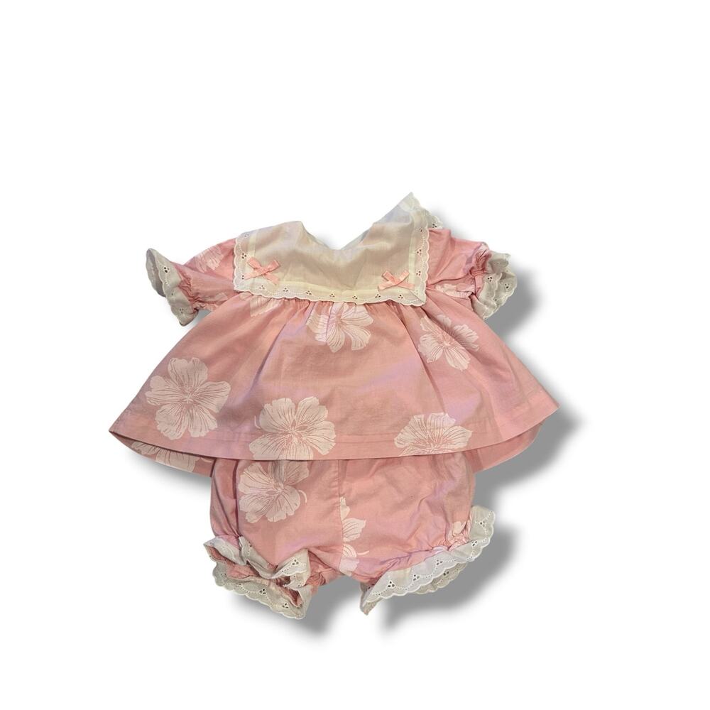 Vintage Pink Hawaiian Floral Bloomer SetApprox. Size 12–18 Months